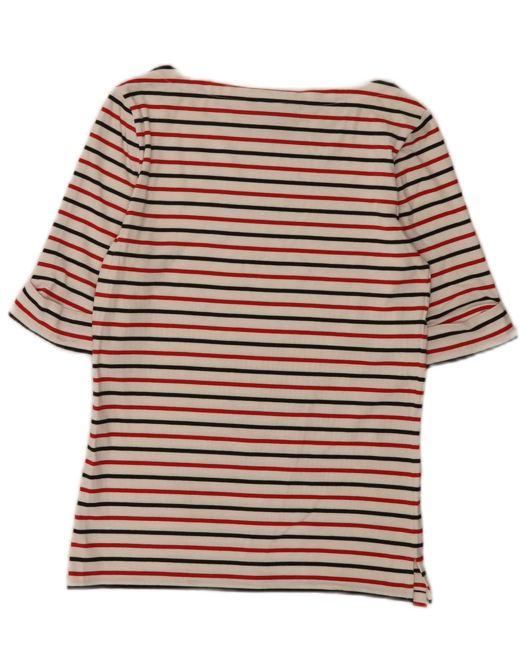 Ralph Lauren Top para mujer manga 3/4 UK 12 mediano blanco a rayas