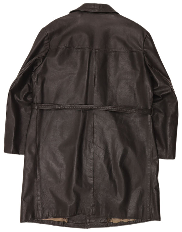 Abrigo de cuero vintage para hombre IT 54 2XL cuero negro