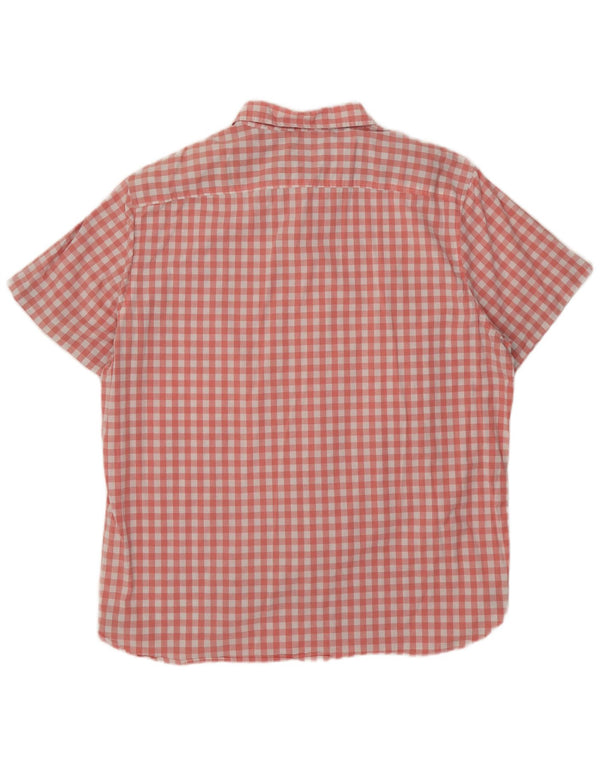 Lee - Camisa elástica de manga corta para hombre, ajuste regular, talla 2XL, algodón a cuadros rosa