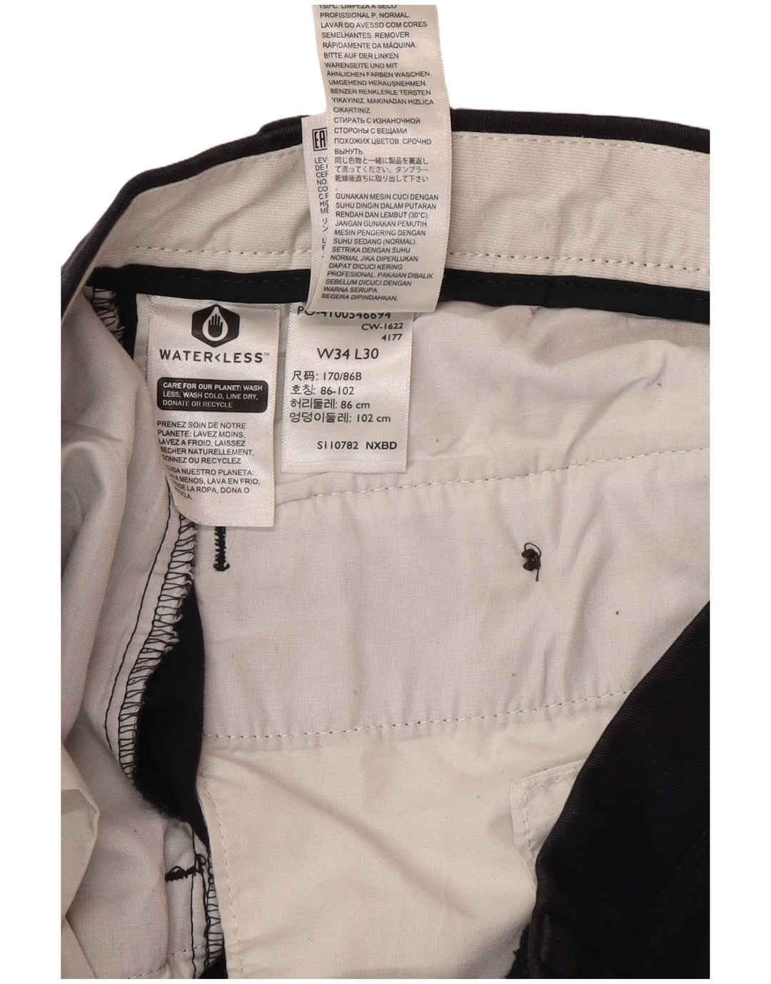 DOCKERS Pantalón chino de corte clásico para hombre W34 L30 Azul marino Algodón clásico