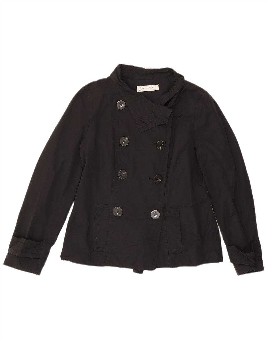 Zara Mujer Chaquetón Corto ES 40 XL Algodón Negro