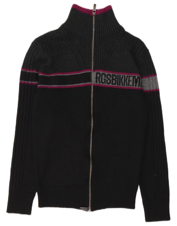 Bikkembergs Suéter tipo cárdigan gráfico para mujer UK 44 Mediano Negro Colorblock