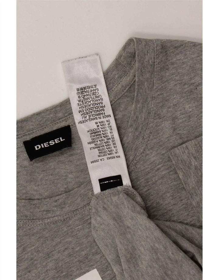 Diesel Hombre Camiseta Gráfica Top Grande Gris Algodón