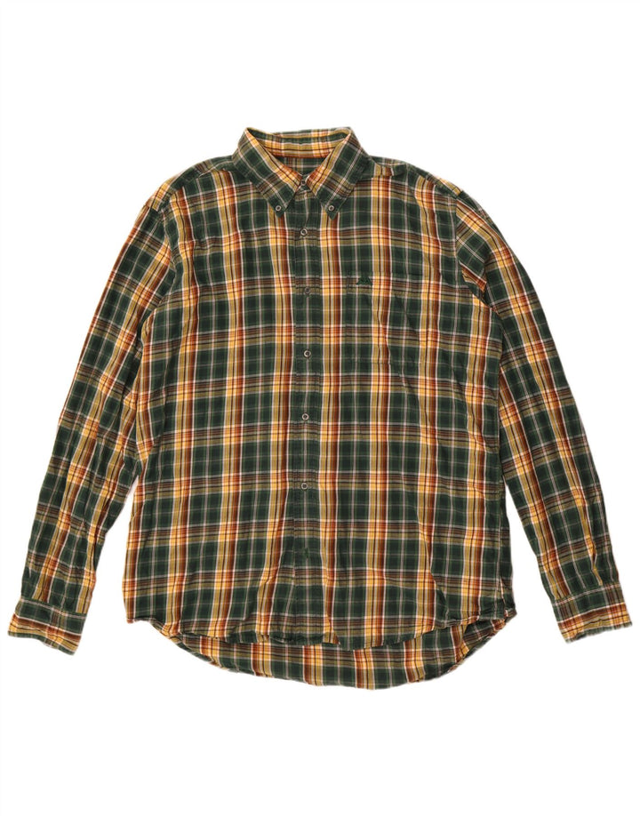 Kappa Hombre Camisa De Franela XL Algodón A Cuadros Verde