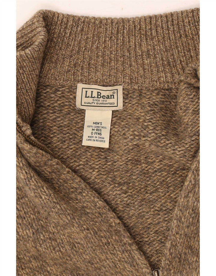 L.L.Bean Suéter tipo cárdigan con cremallera completa para hombre Lana de cordero moteada en color beige medio