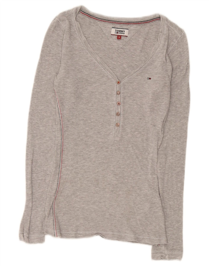 Tommy Hilfiger Top de mujer de manga larga UK 8 Small Viscosa gris