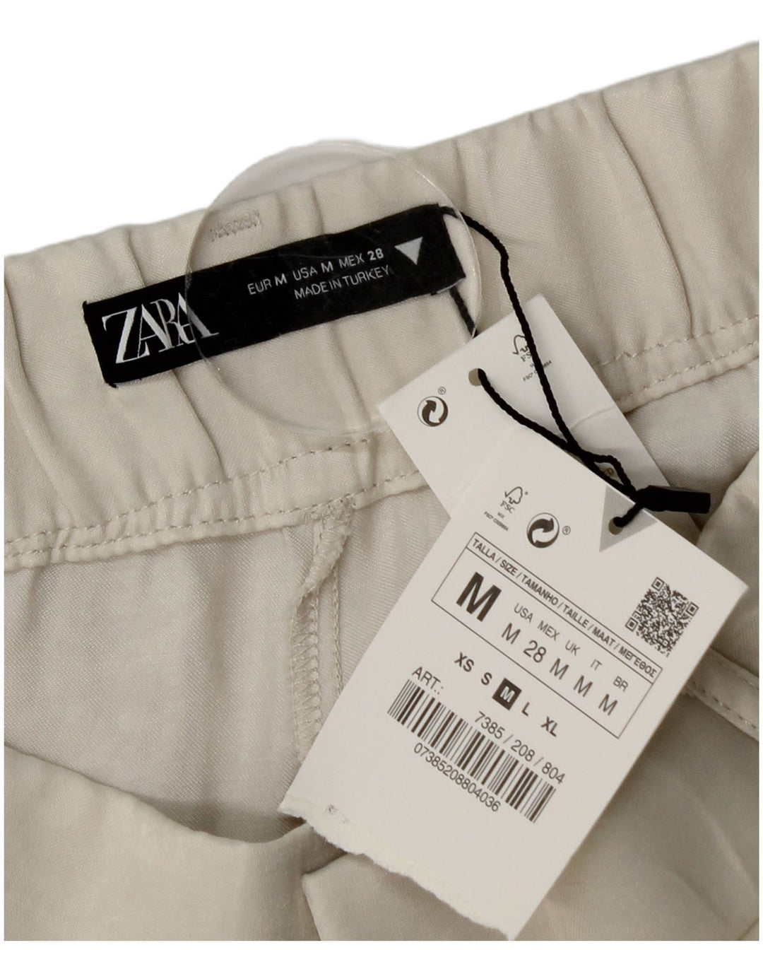 Zara Shorts Chinos Pegged Mediano W28 Off White Viscosa