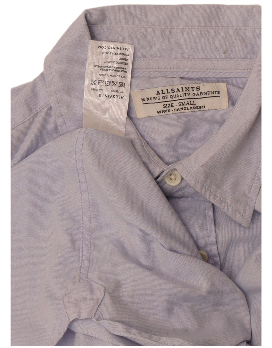 Camisa All Saints Hombre Small Azul Algodón