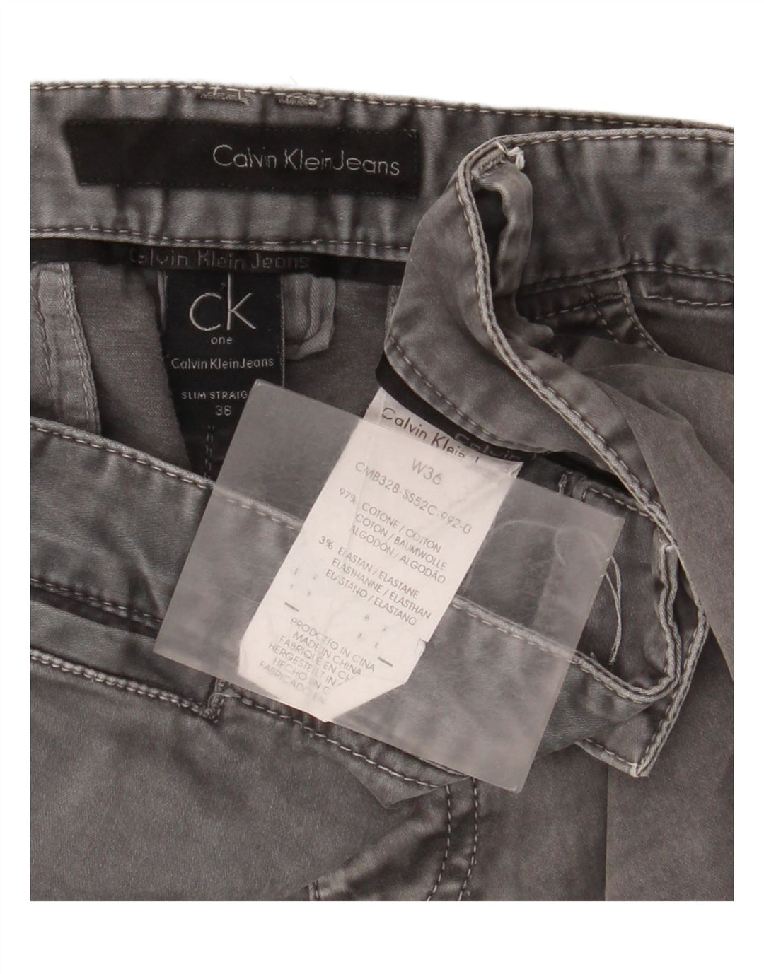 Calvin Klein Jeans ajustados para hombre W36 L32 Algodón gris