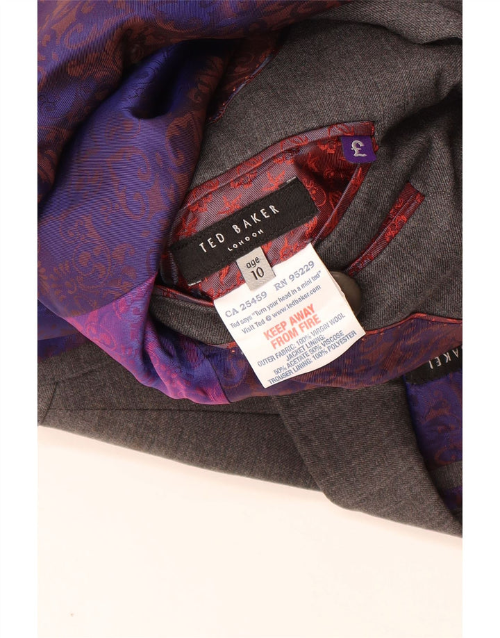 Ted Baker Chaqueta tipo blazer de 2 botones para niños 9-10 años Lana virgen gris