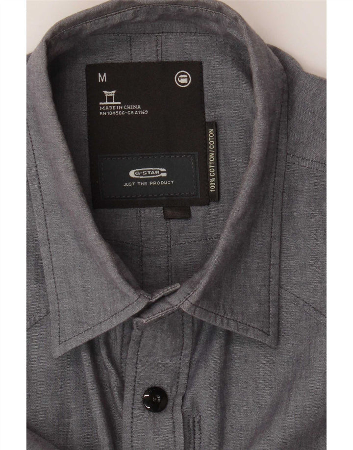 G-Star Hombre Camisa militar de manga corta de algodón gris medio