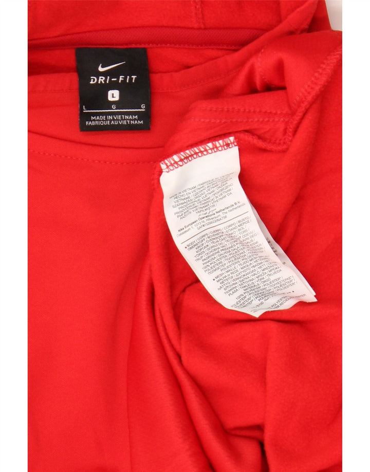 Nike - Camiseta con capucha para hombre, manga larga, poliéster rojo grande