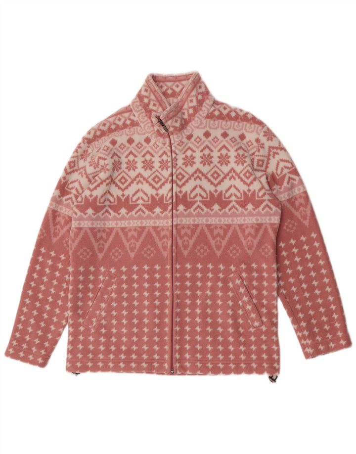 F.LLI Campagnolo Chaqueta polar para mujer UK 40 Poliéster geométrico rosa grande