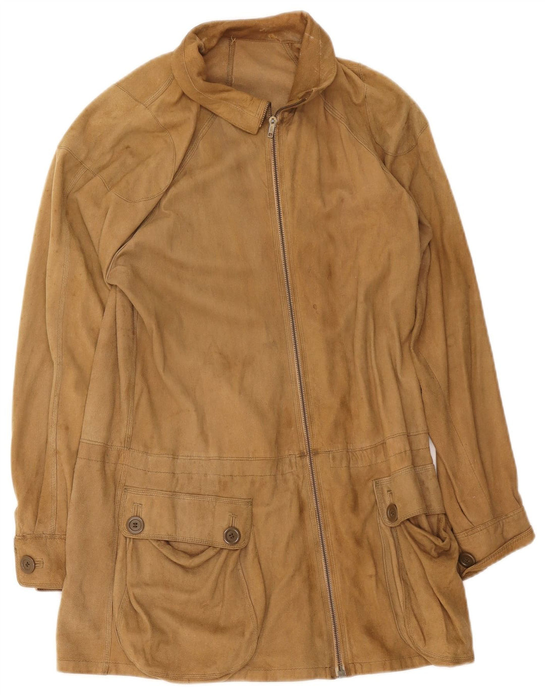 Vintage mujer ante abrigo Reino Unido 8 pequeño beige