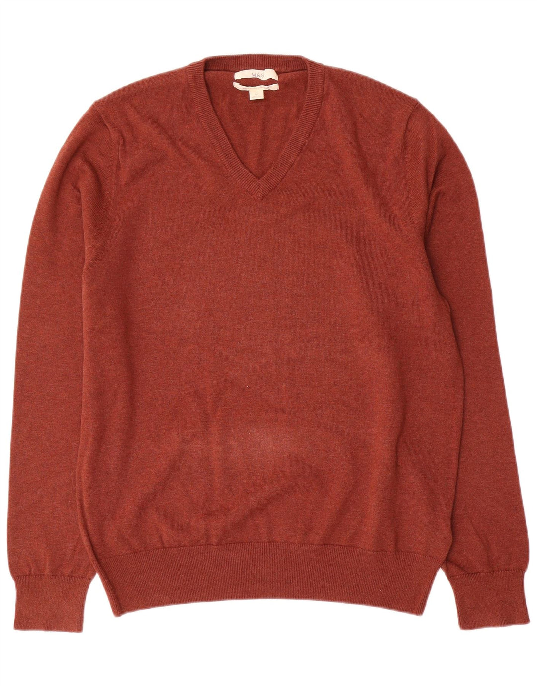Marks & Spencer Suéter con Cuello en V para Hombre Algodón Granate Medio