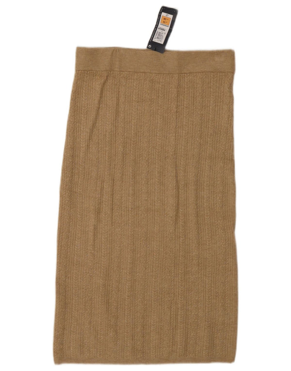 Marks & Spencer Falda recta de punto para mujer UK 10 Small W26 Viscosa marrón