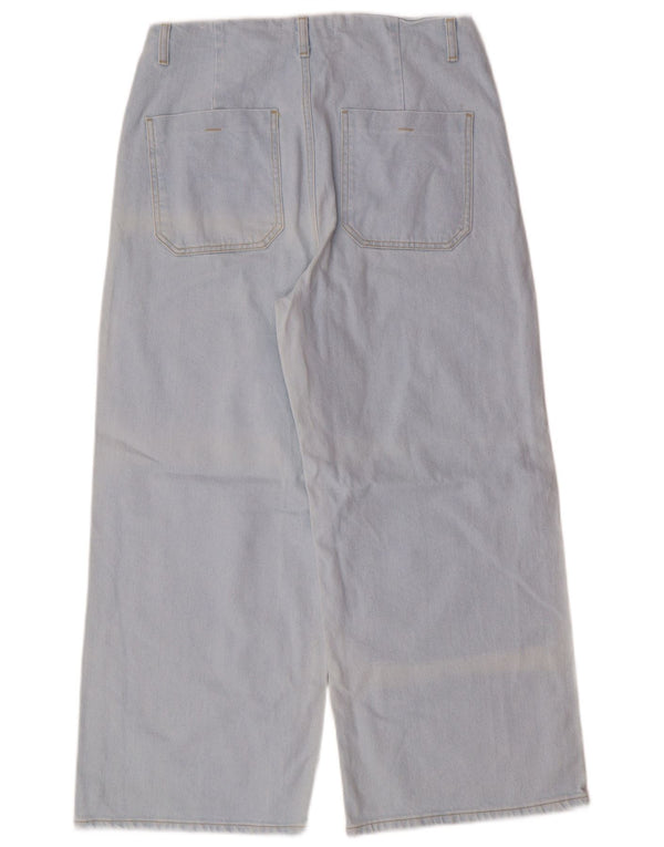 Zara Vaqueros de pierna ancha y cintura alta para mujer EU 42 Large W32 L26 Blue Classic
