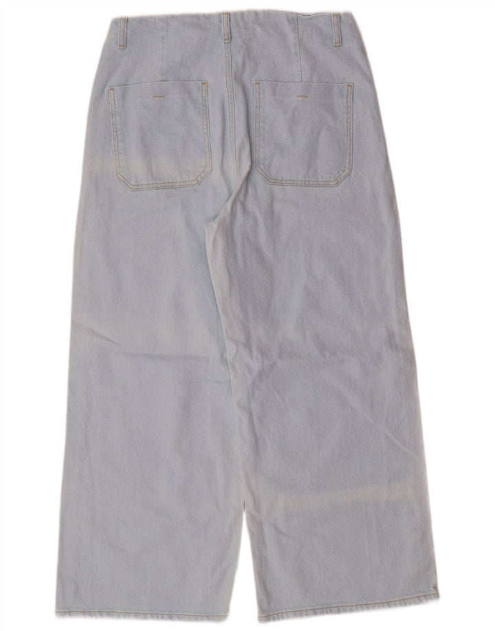 Zara Vaqueros de pierna ancha y cintura alta para mujer EU 42 Large W32 L26 Blue Classic