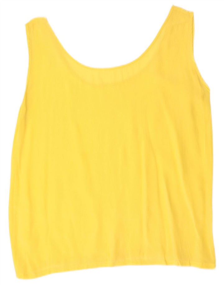 Vintage mujer blusa sin mangas Top Reino Unido 12 amarillo medio