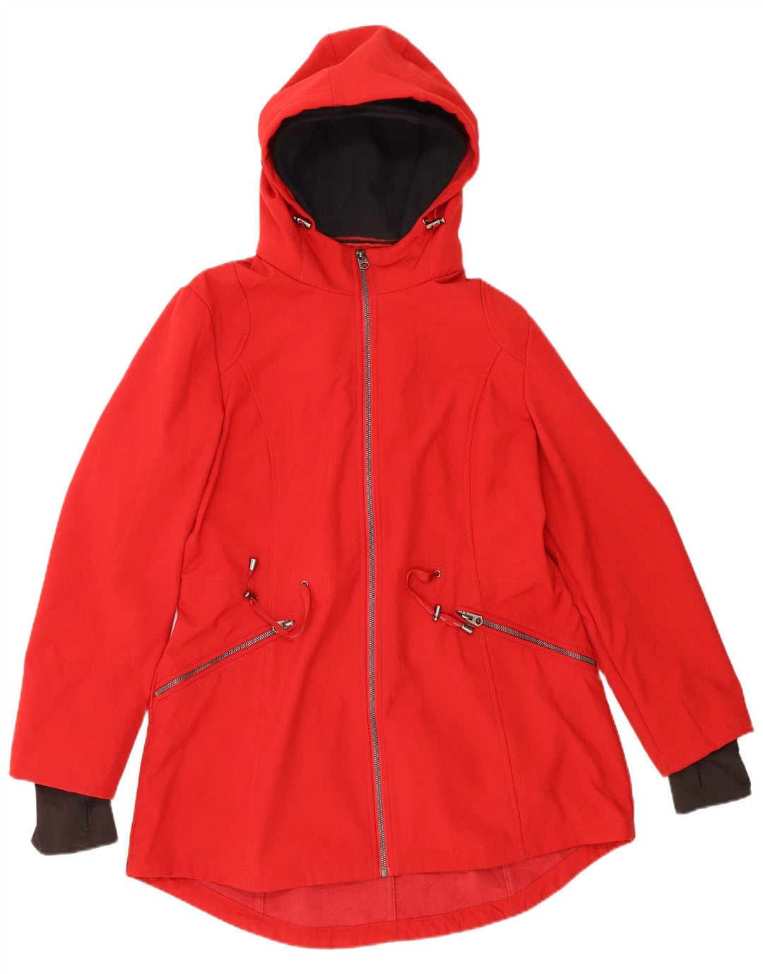 French Connection Chaqueta impermeable con capucha y corte regular para mujer, talla 40, color rojo