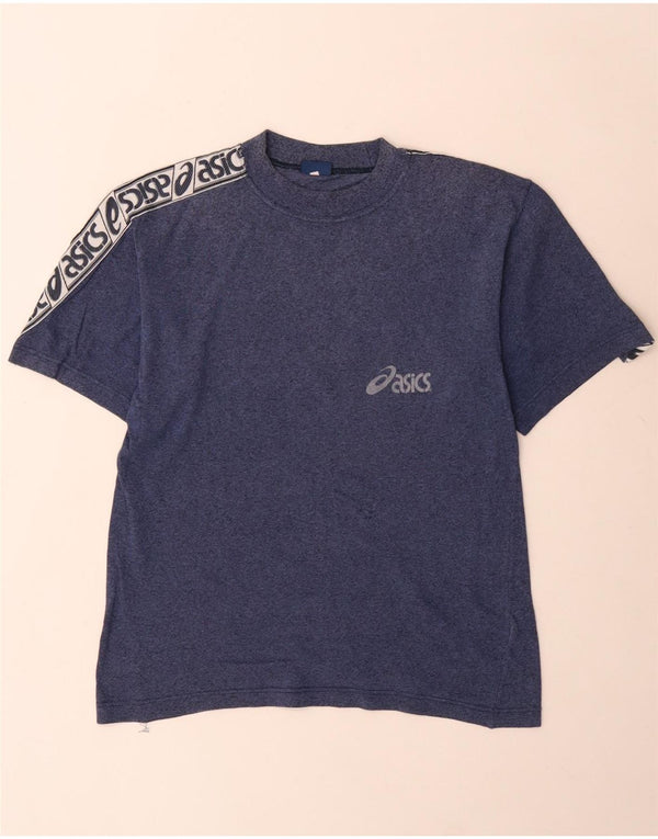 Asics Camiseta gráfica para hombre Top XS Azul marino Colorblock Algodón
