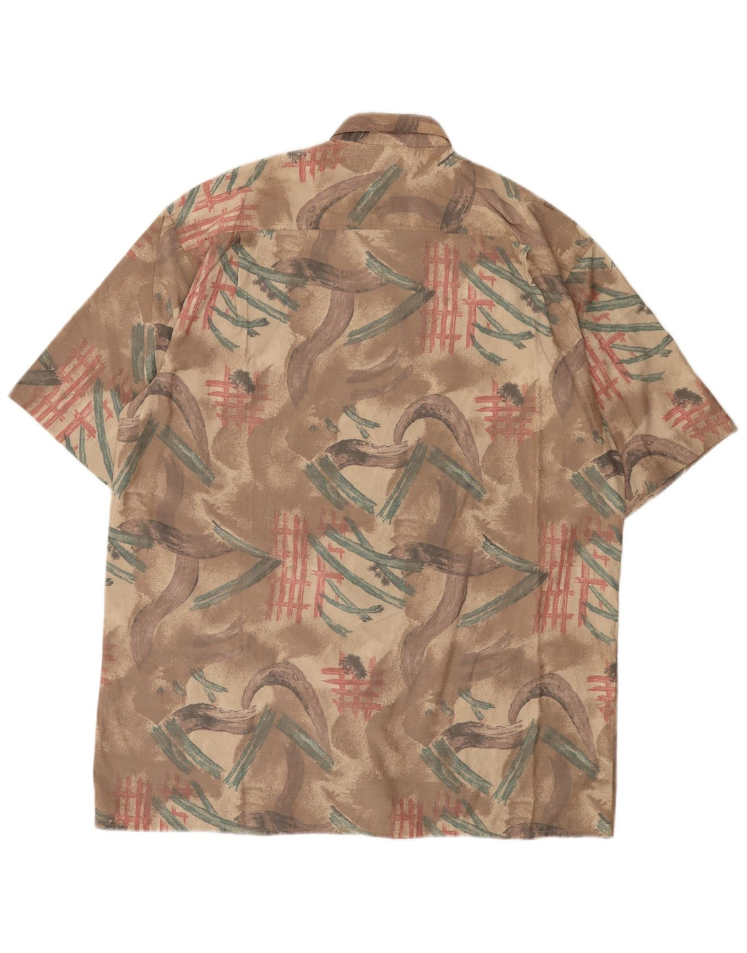 New Fast Camisa de manga corta con estampado abstracto para hombre Talla 43/44 XL Marrón