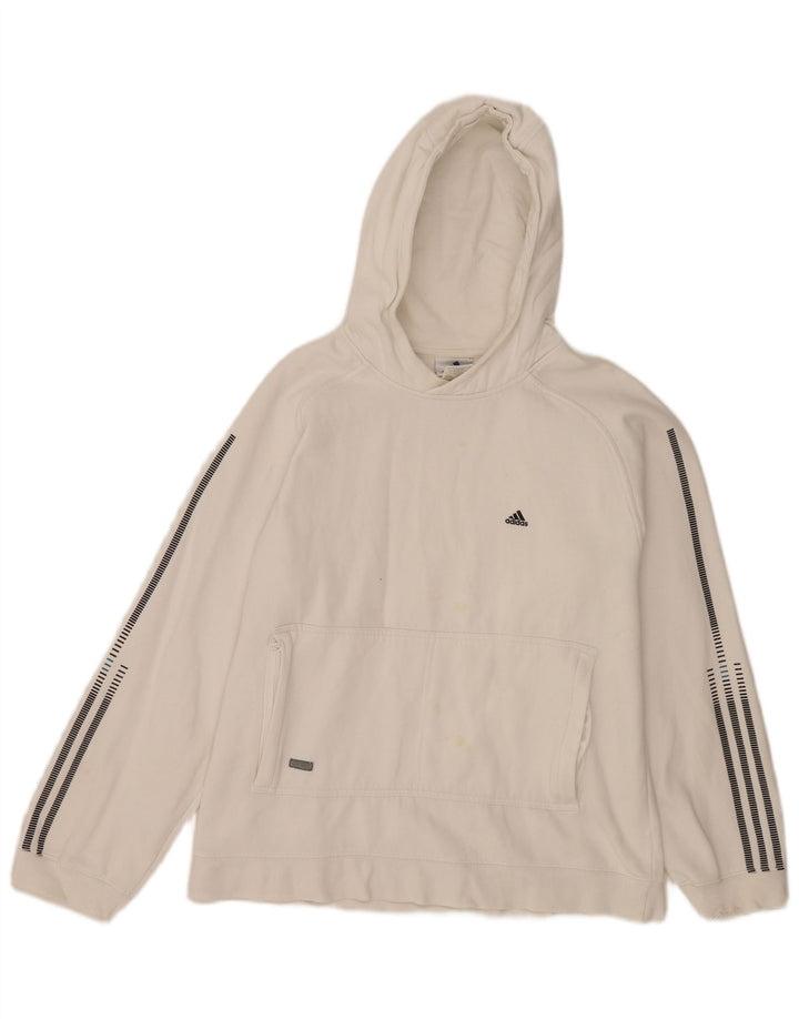Adidas Hombre Sudadera Con Capucha Jumper Medio Blanco Algodón