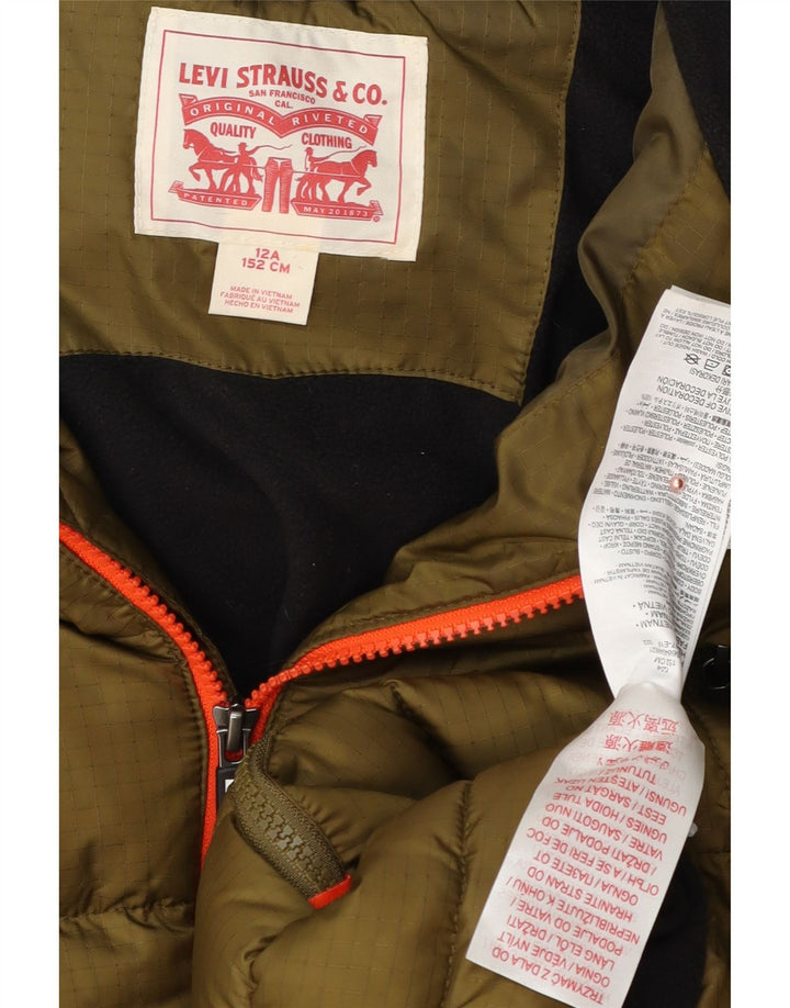 Levi's Chaqueta acolchada con capucha para niños 11-12 años Caqui Poliéster color block