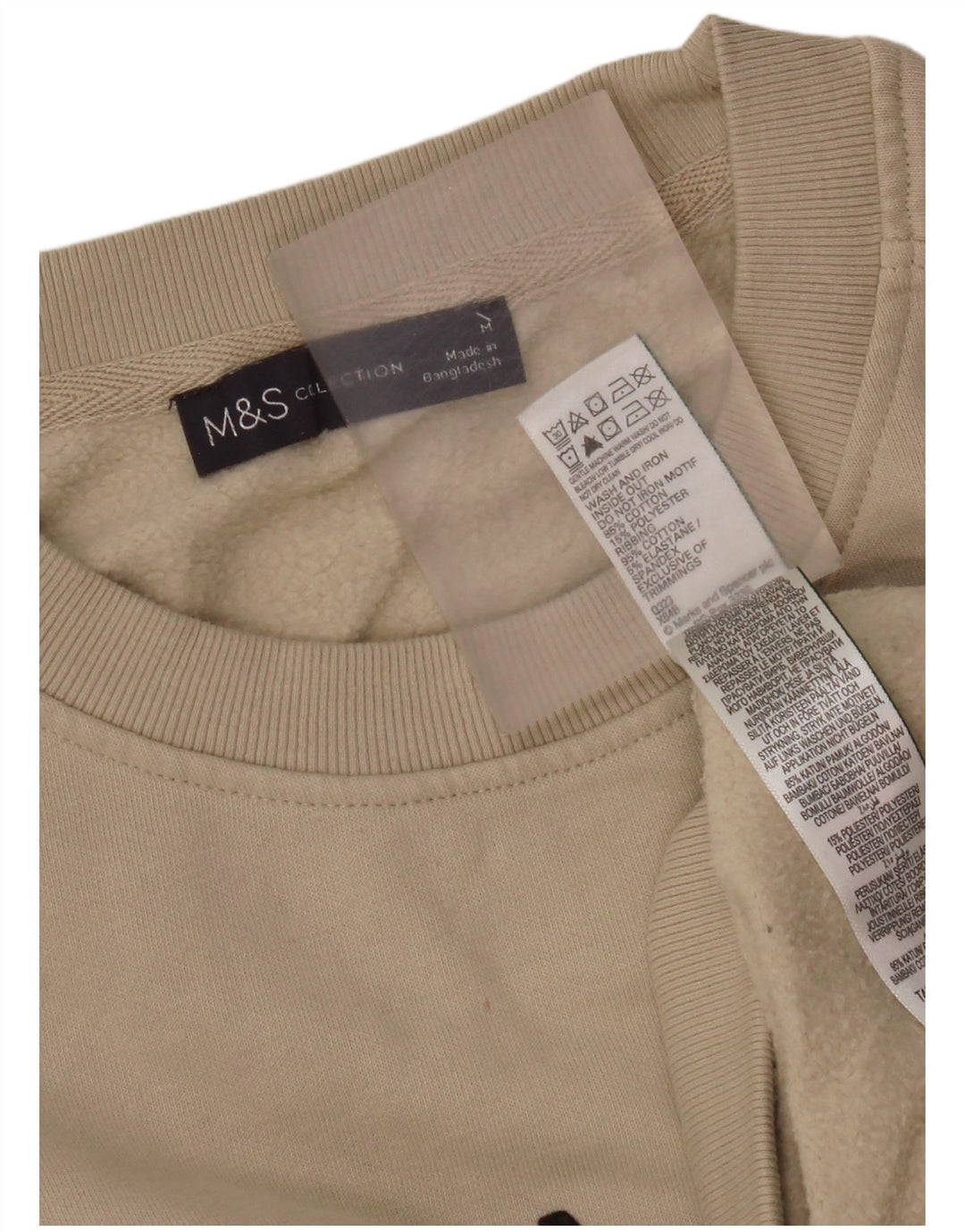 Marks & Spencer Hombre Sudadera Gráfica Jersey De Algodón Beige Medio