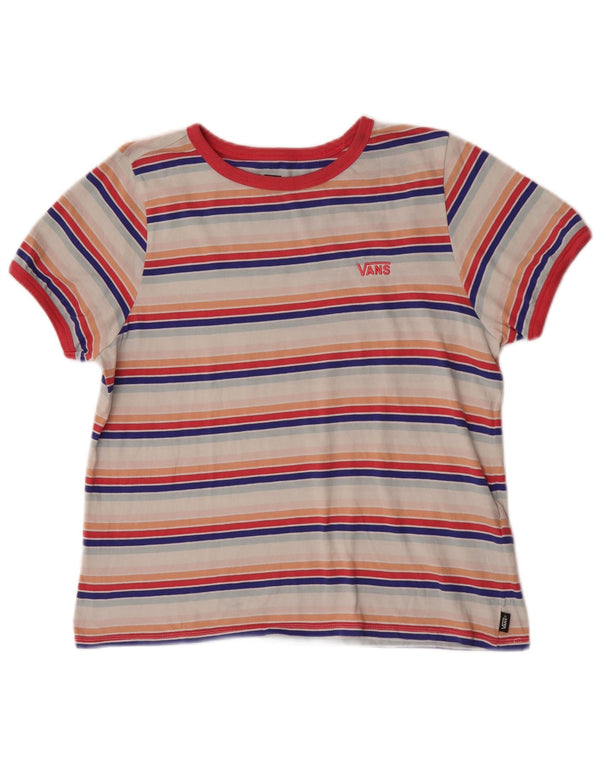 Vans Womens T-Shirt Top UK 14 Large Multicoloured Striped Cotton