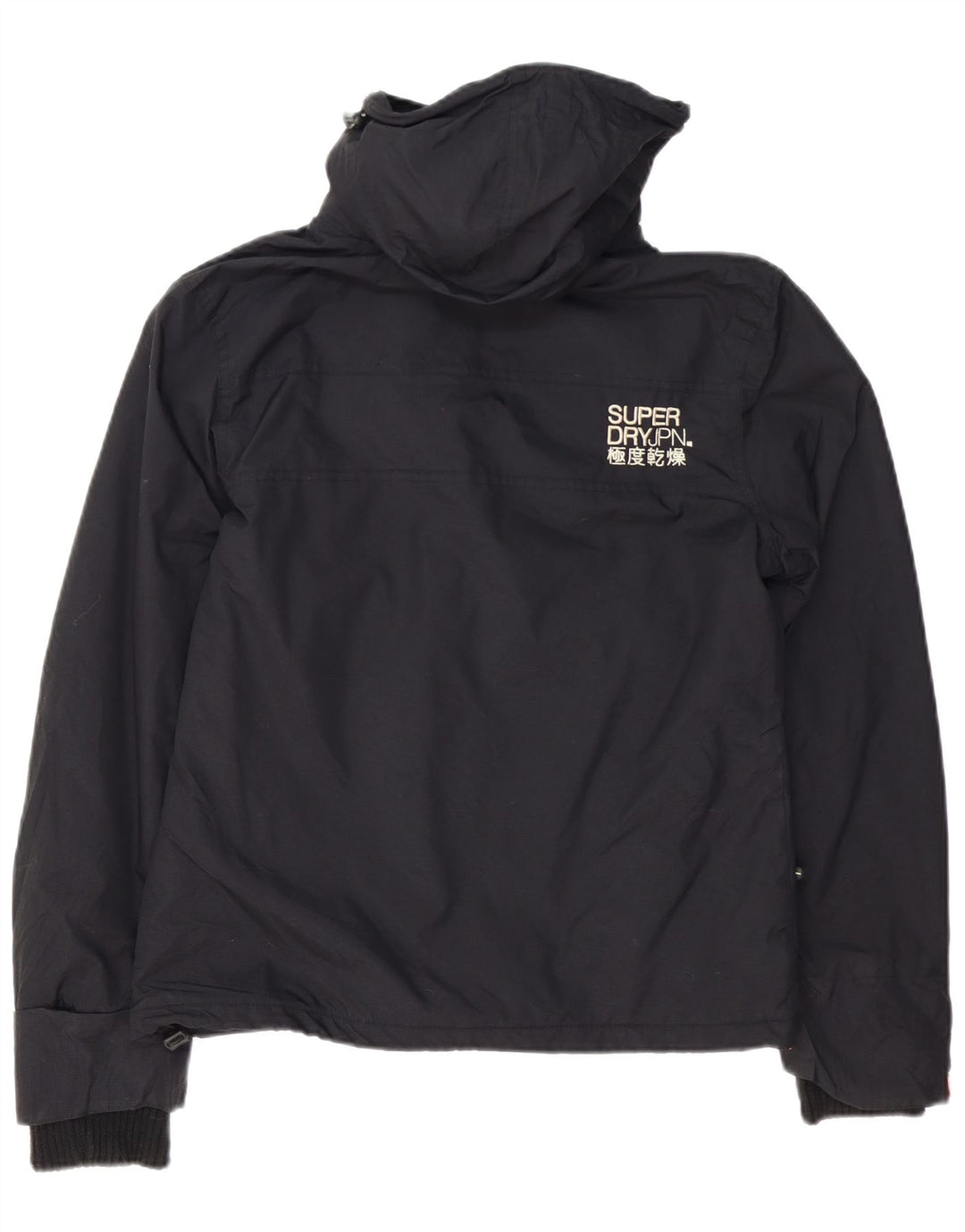 Superdry Chaqueta Cortavientos Con Capucha Y Estampado Para Mujer UK 46 Large Nylon Negro