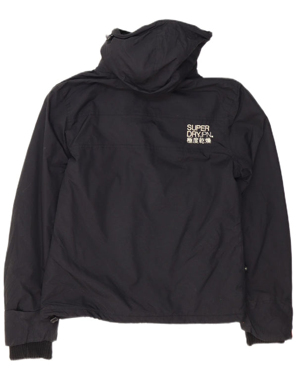 Superdry Chaqueta Cortavientos Con Capucha Y Estampado Para Mujer UK 46 Large Nylon Negro