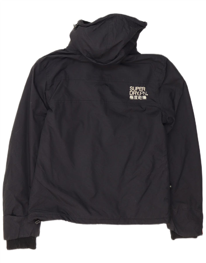 Superdry Chaqueta Cortavientos Con Capucha Y Estampado Para Mujer UK 46 Large Nylon Negro