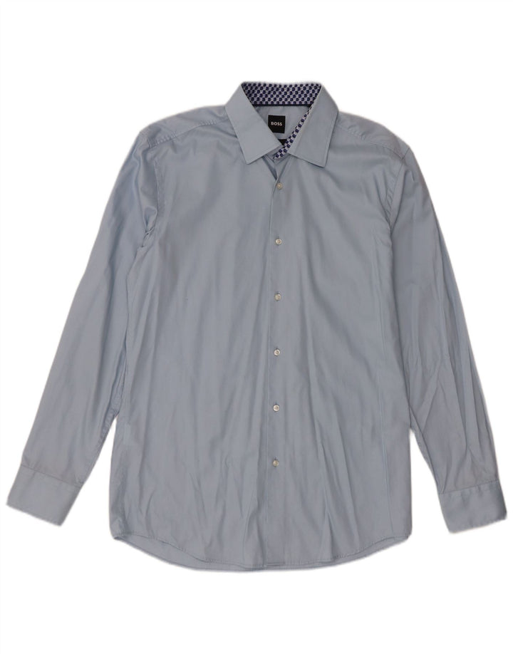Camisa Hugo Boss Hombre Slim Fit Algodón Azul Grande