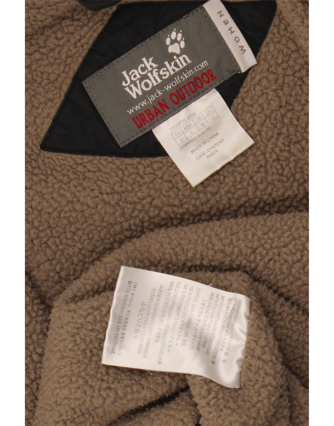 JACK WOLFSKIN Chaqueta cortavientos para mujer UK 12 Mediana Negro Poliéster