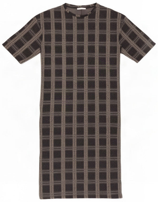 Zara Vestido estilo camiseta extragrande Trafaluc para mujer UK 40 Small Black Check
