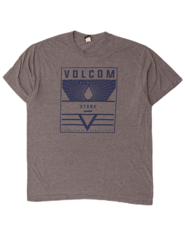 Volcom Camiseta gráfica para hombre Top grande de algodón gris