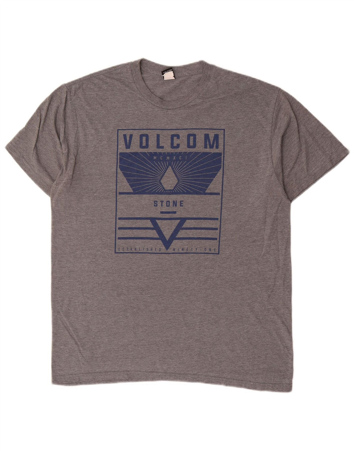 Volcom Camiseta gráfica para hombre Top grande de algodón gris