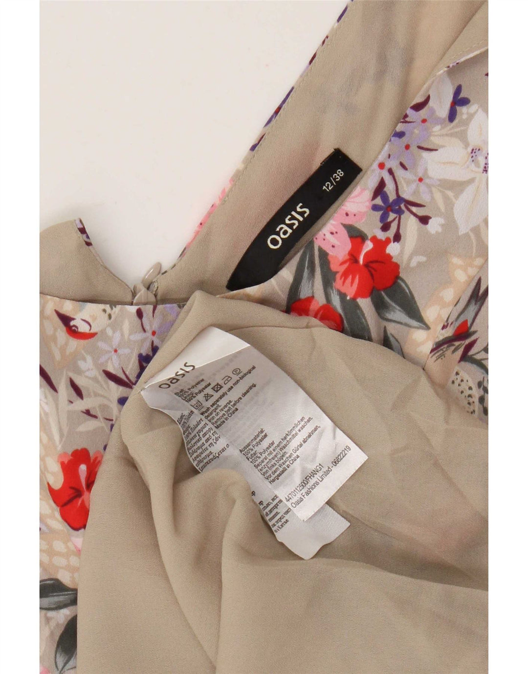 Oasis Vestido de verano para mujer UK 40 Poliéster floral beige medio