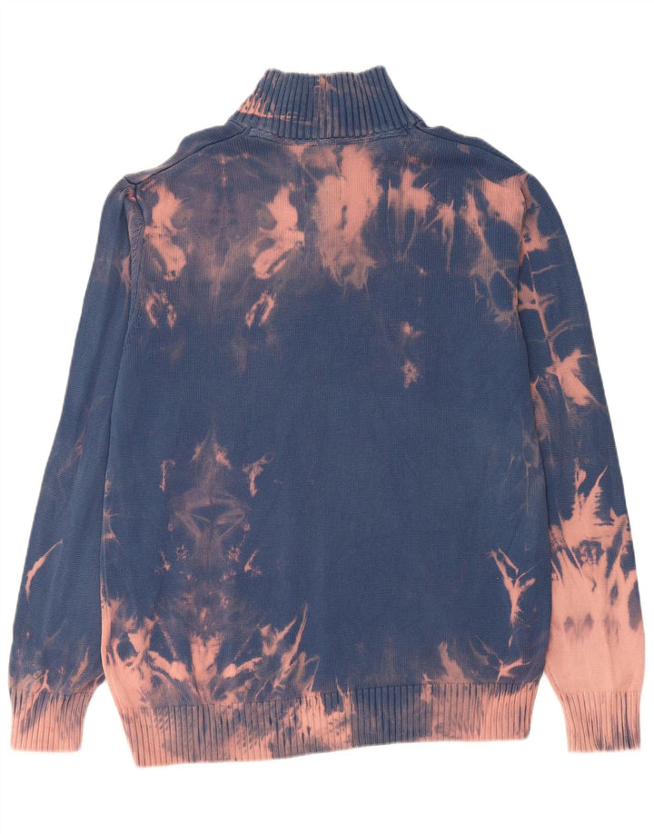 TOM TAILOR Jersey con cuello y cremallera para hombre XL Algodón teñido anudado azul