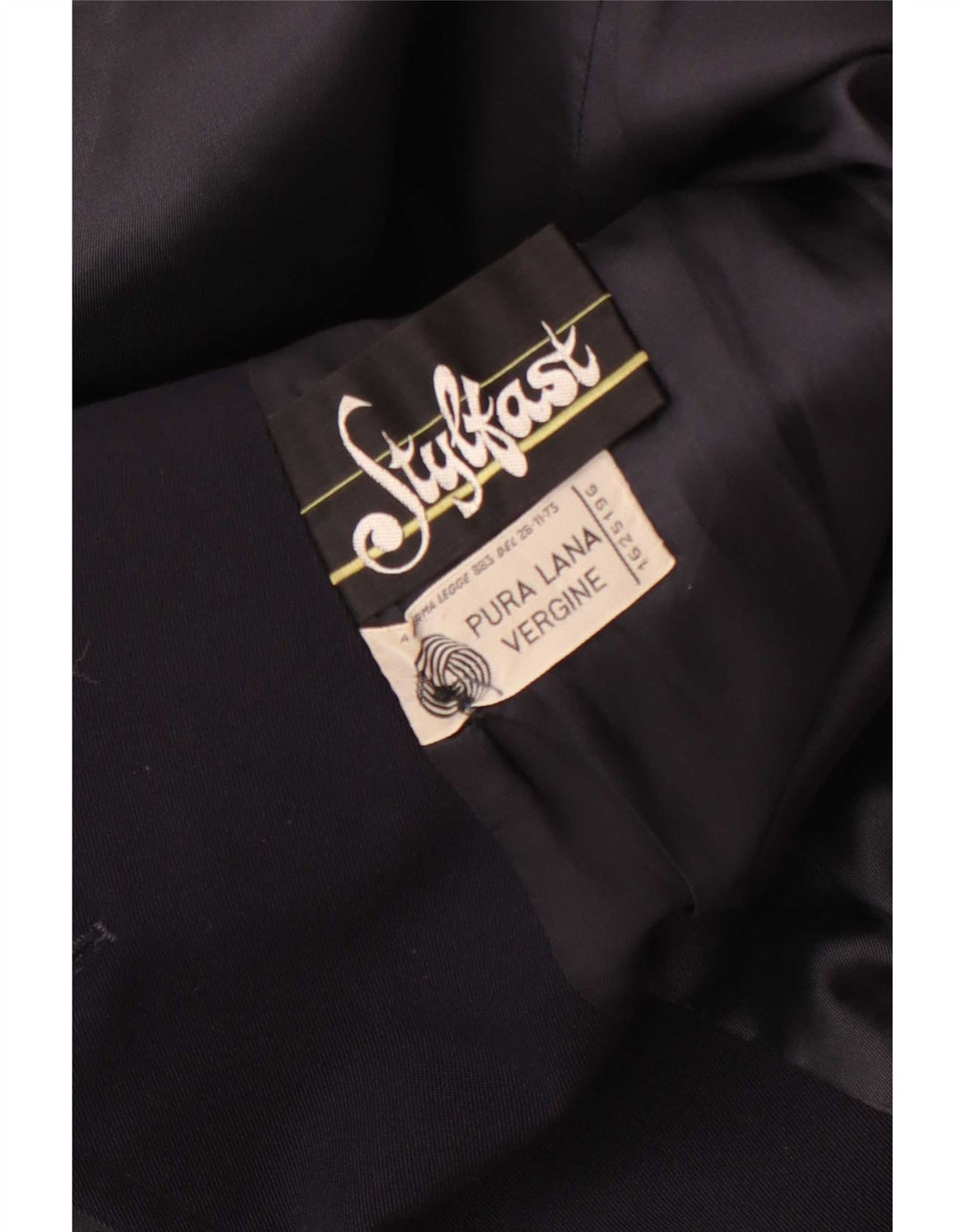Vintage hombres doble pecho abrigo Reino Unido 36 pequeña lana azul marino