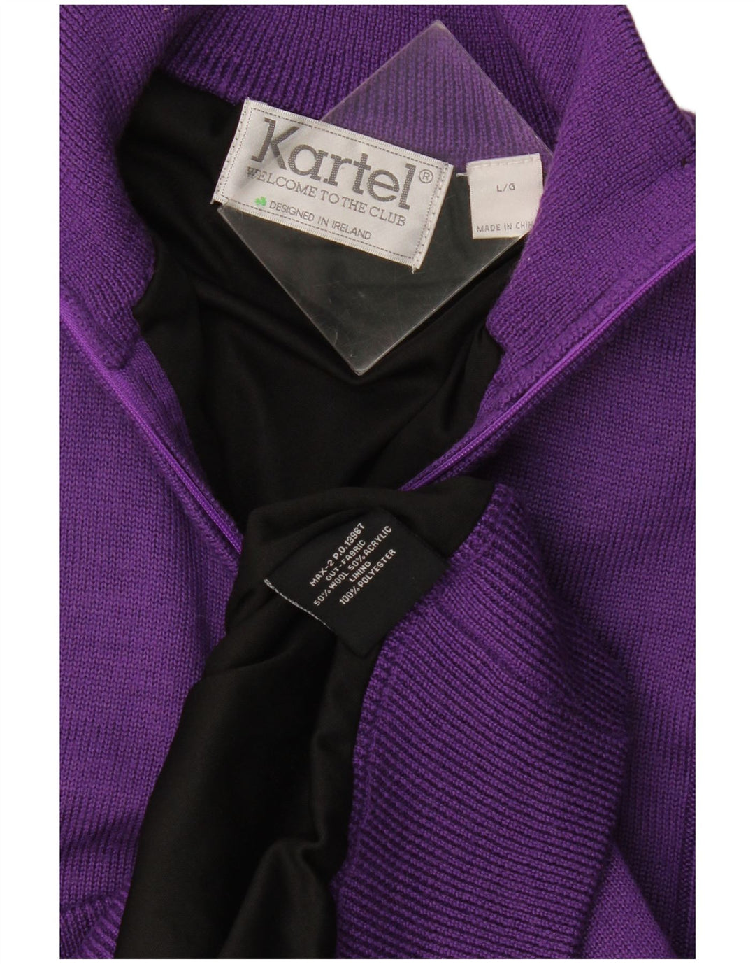 Kartel Jersey De Punto Con Cremallera Para Hombre De Lana Púrpura Grande