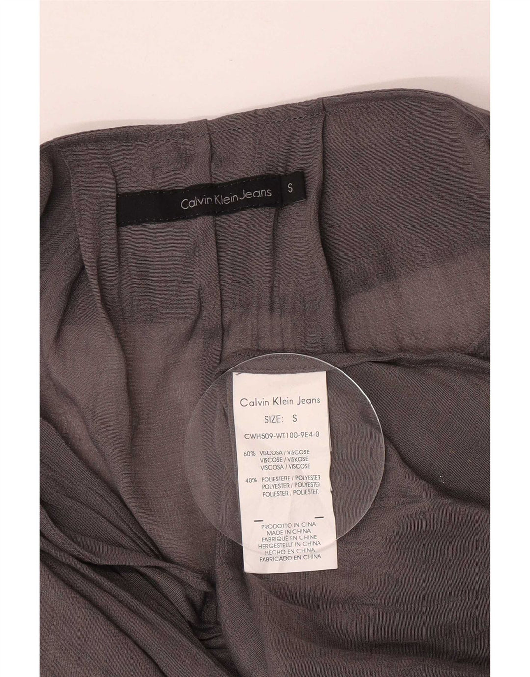 Calvin Klein Jeans Blusa de gran tamaño transparente para mujer UK 10 Small Grey
