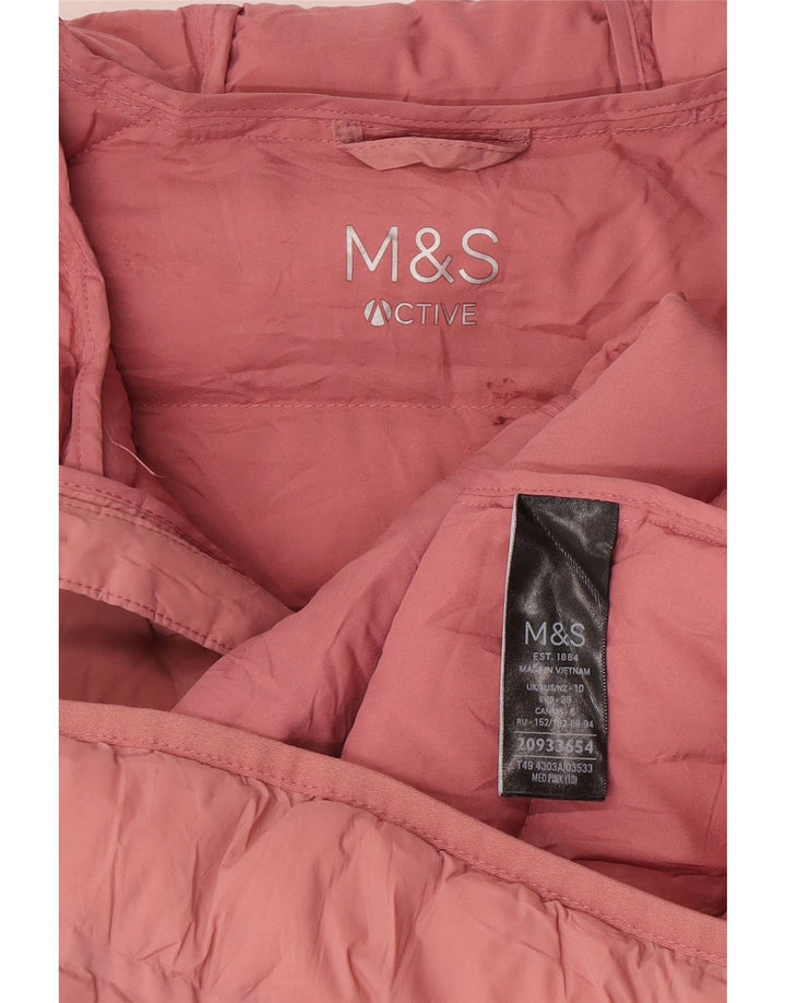 Marks & Spencer Chaqueta acolchada con capucha para mujer UK 10 Small Pink Polyamide