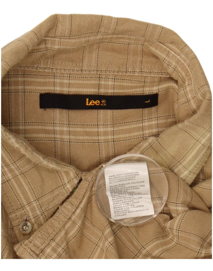 Camisa De Franela De Algodón Con Cuadros Beige Grande Lee Hombre