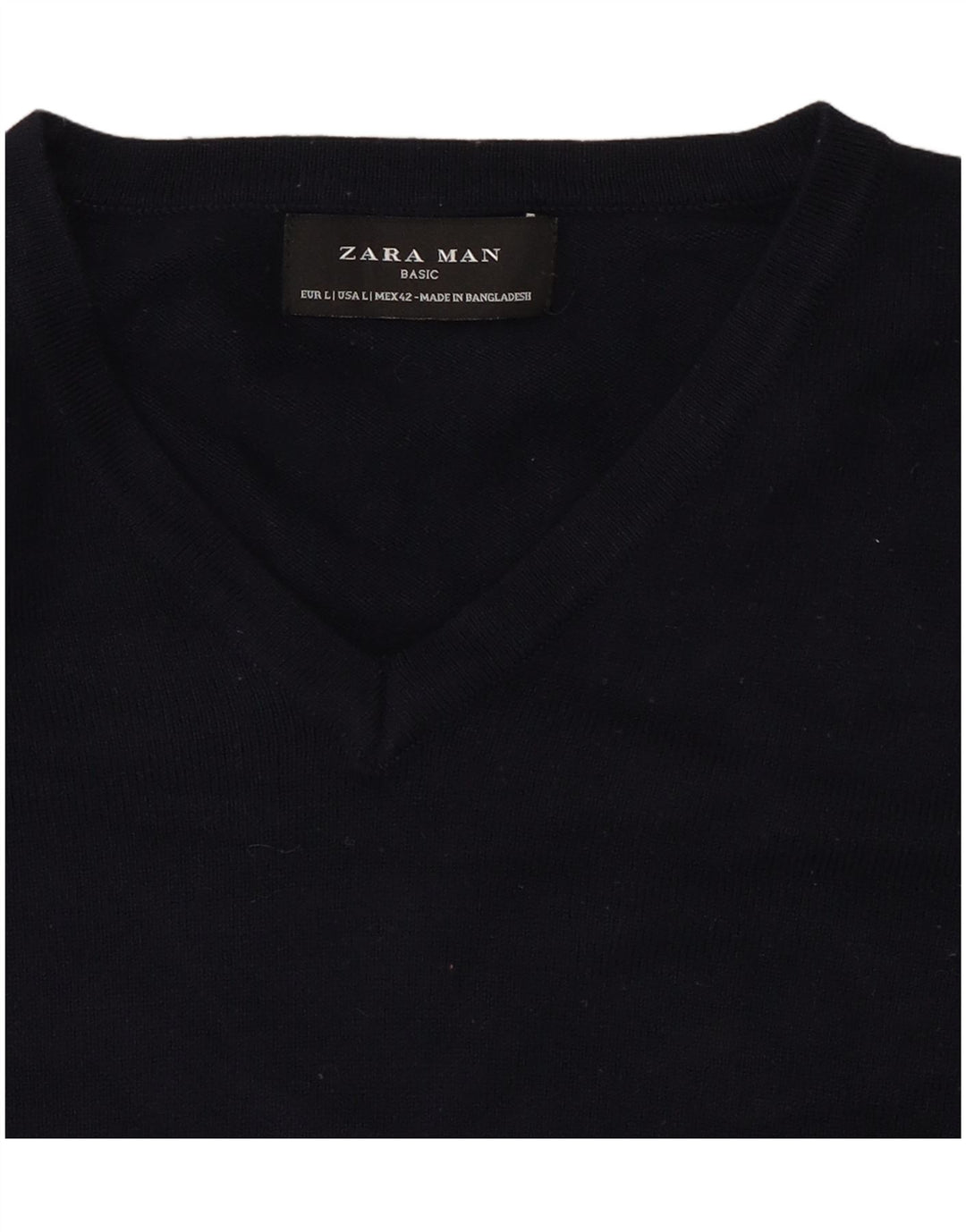 Zara Hombre Jersey Con Cuello En V Jersey Grande Azul Marino
