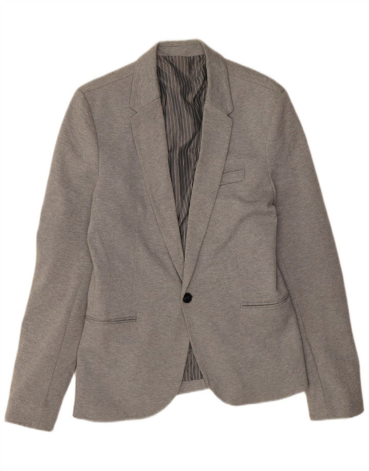 Zara Chaqueta tipo blazer con 1 botón para hombre, talla 40, color gris grande