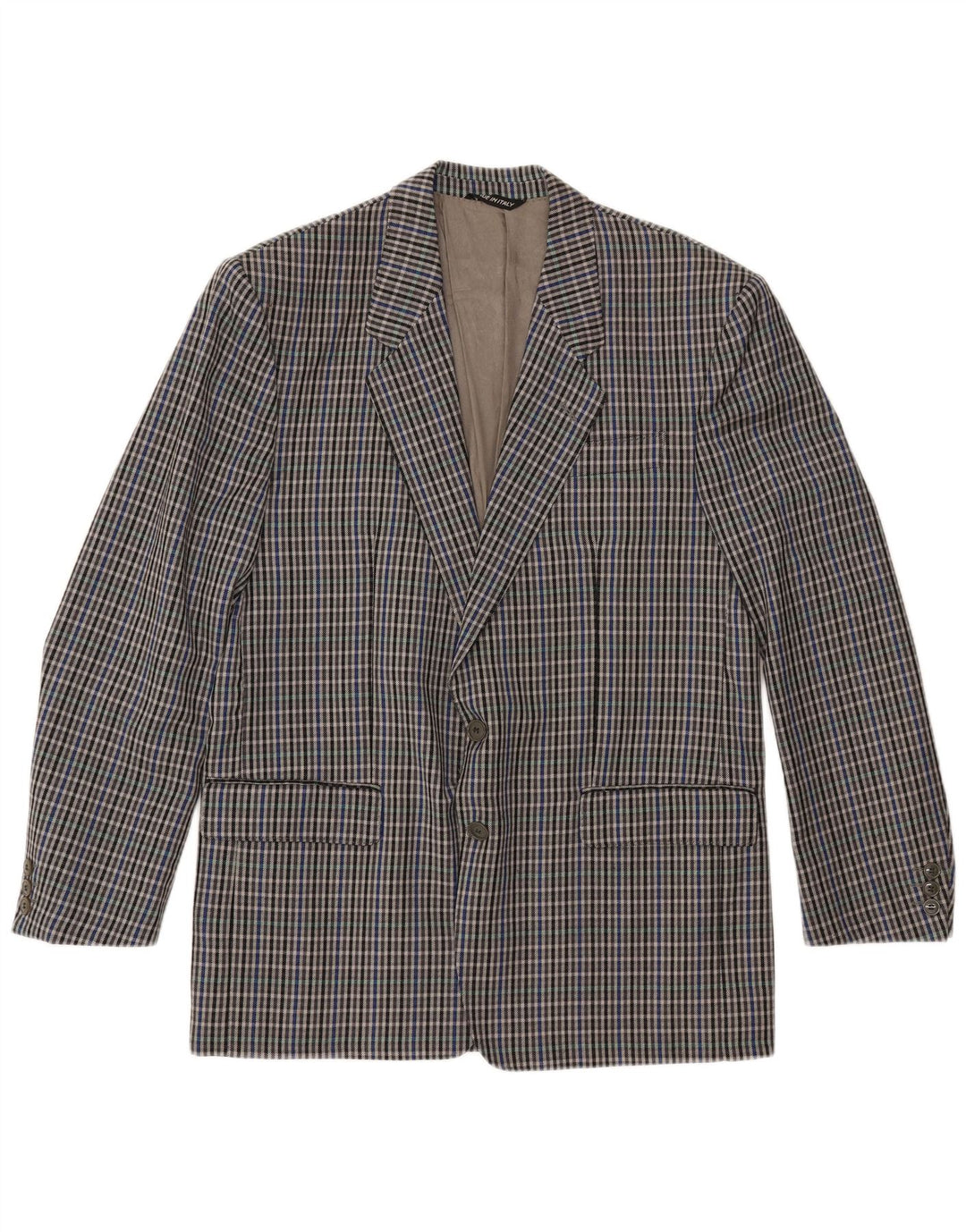 MARIO ZEGNA Chaqueta tipo blazer de 2 botones para hombre IT 52 XL Lana a cuadros gris