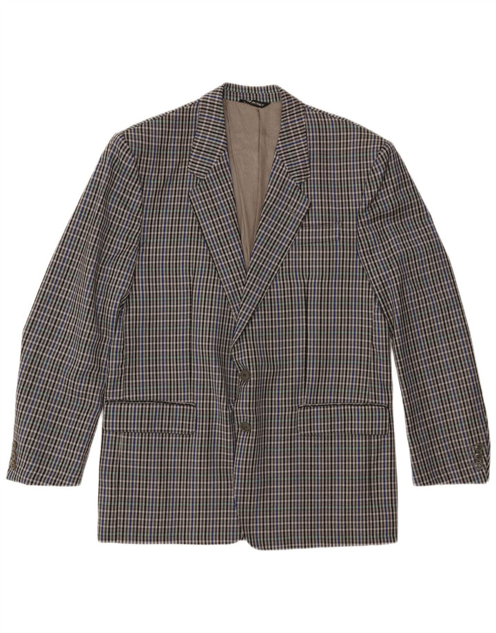 MARIO ZEGNA Chaqueta tipo blazer de 2 botones para hombre IT 52 XL Lana a cuadros gris