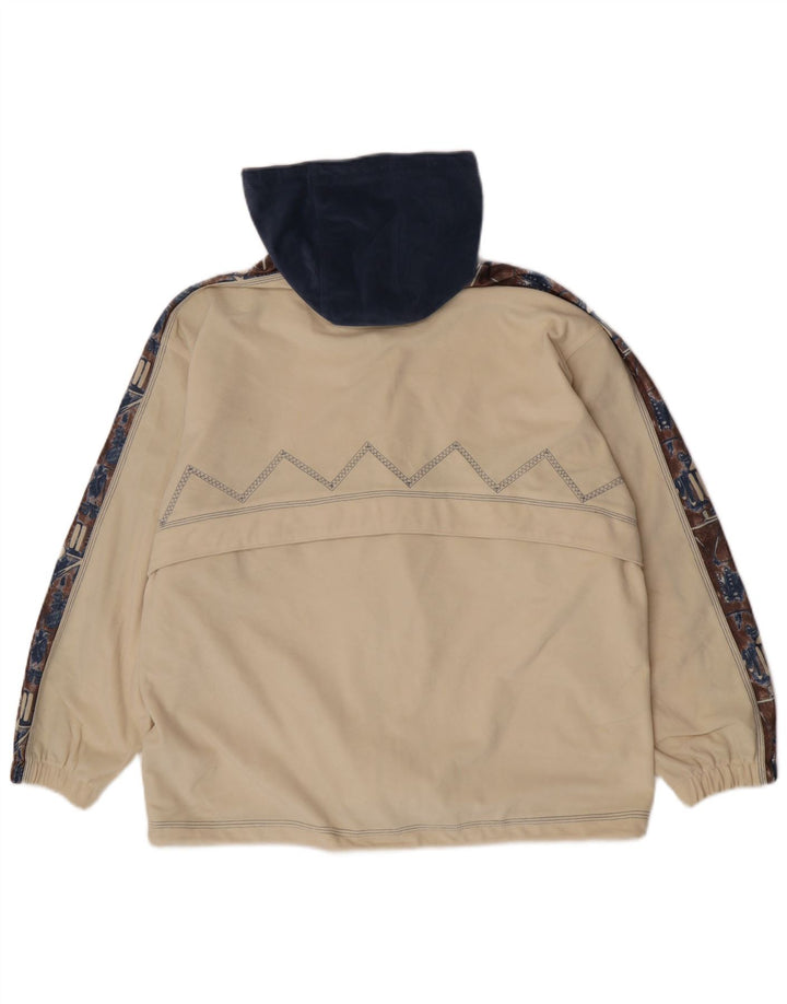 Diadora Mujer Con Capucha Chándal Top Chaqueta Grande Beige Geométrico Poliéster